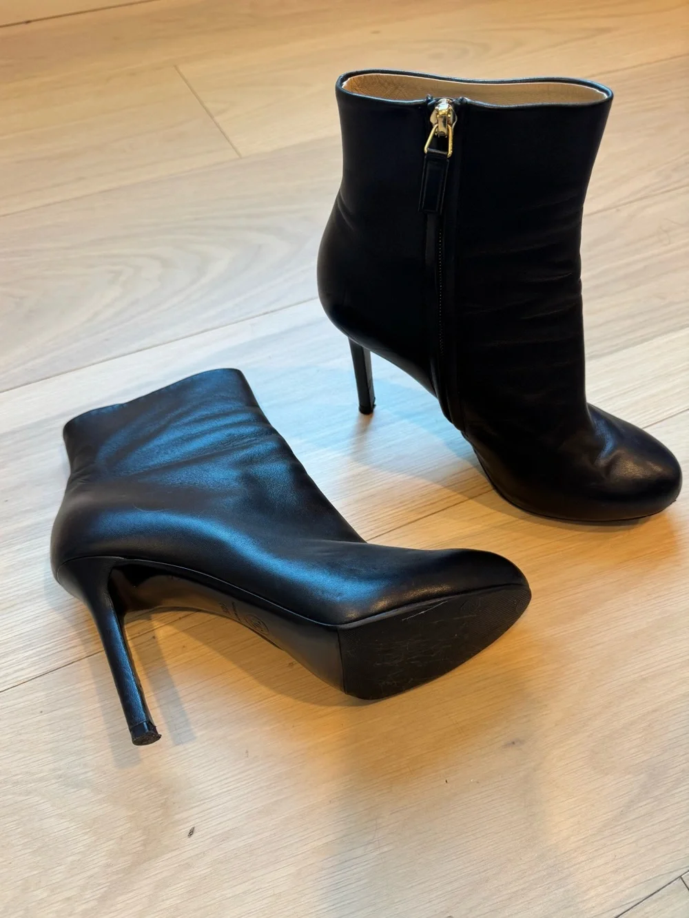 CHANEL Black Leather Platform Ankle Booties 40.5 - Picture 5 of 12
